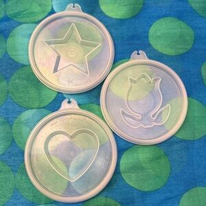 Vintage Tupperware Jel N Serve Jello Mold Changeable Pattern Tops (3)